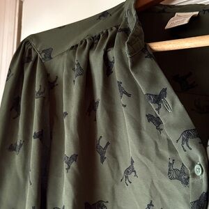 Green Zebra Print Top- Unique!